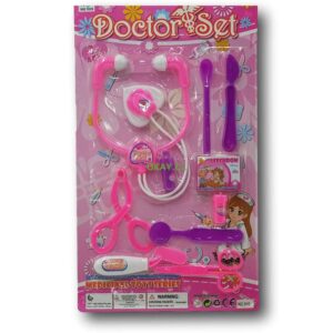 Set de doctora con estetoscopio rosado y blanco y entretenidos accesorios. - Imagen 1