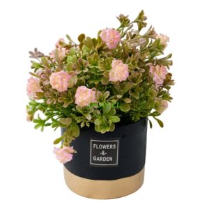 Maceta café flores azalea artificial rosadas 10x20 - Imagen 1