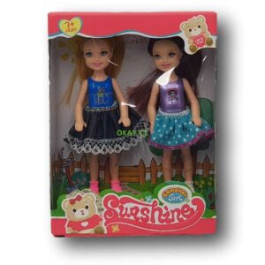 Set de 2 mini muñecas estilo Barbie. Variados colores. - Imagen 1
