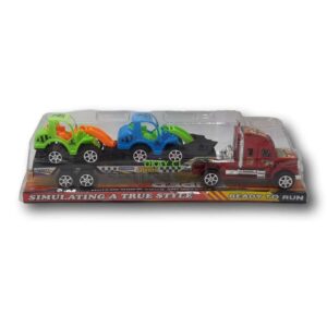 Set de Camión con tráiler . Incluye dos autos estilo buggies bicolor . - Imagen 1