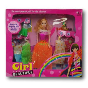 Muñeca estilo Barbie con set de vestuario de variados diseños - Imagen 1