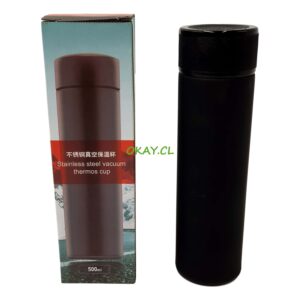 Termo Taza metal color negro y café metálico 500 ml - Imagen 1