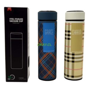 Termo acero inoxidable diseño escoces azul y beige 500ml - Imagen 1
