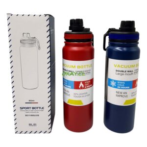 Termo deportivo 800ml rojo y azul 24 horas frio /caliente - Imagen 1