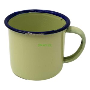 TAZA METÁLICA ESMALTADA EN PORCELANA 6cm 12PCS VERDE Y AMARILLO - Imagen 1