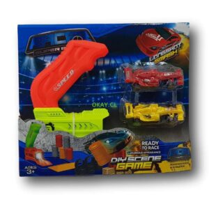 Set catapulta y 2 autos carrera formula 1 amarillo y rojo - Imagen 1