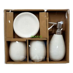 Set accesorios de baño cuatro piezas blanco liso - Imagen 1
