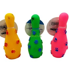 Juguetes para mascota diseño palitroque colores amarillo, verde, rosado 6cm - Imagen 1