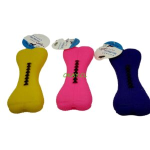 Juguetes para mascota de silicona forma de galleta colores azul, rosado y amarillo 6x16 - Imagen 1