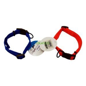 Collar para mascota de algodón color naranjo y azul - Imagen 1