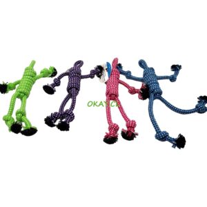 Juguete para mascota de cuerda de algodón figura muñeco colores rosado, celeste, negro, verde - Imagen 1