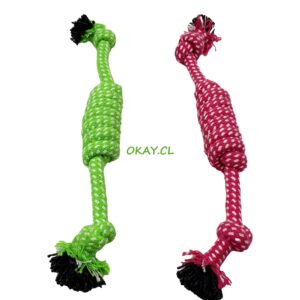 Juguete para mascota de cuerda de algodón simple colores rosado, verde - Imagen 1