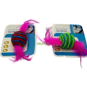 Juguete de mascota pelota suave con plumas en sus extremos - Imagen 1