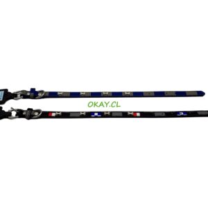 Collar mascota perro tela diseño huesos bandera color negro, azul 2x40cm - Imagen 1