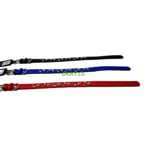 Collar mascota perro con adornos metal rojo,negro,azul 3x56cm - Imagen 1