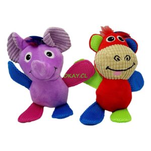 Juguete para mascotas de peluche elefante y mono 20x25 - Imagen 1