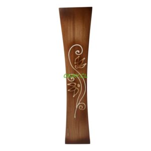 Florero cerámica alto lado cóncavo color madera natural 13x59 cm - Imagen 1