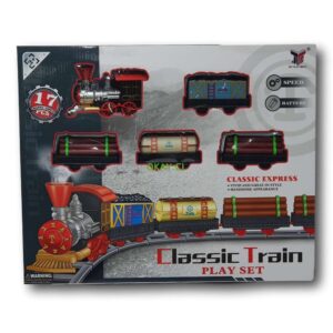 Set de tren a batería estilo clasico.Locomotora, 3 vagones y rieles . - Imagen 1
