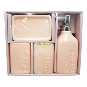 Set accesorios de baño cuatro piezas rosado claro - Imagen 1
