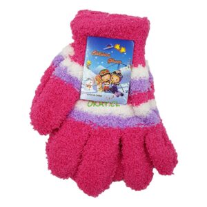 Guantes invierno color rosado,celeste,verde a rayas 11x13cm - Imagen 1