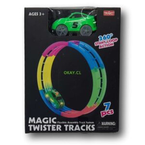 Pista flexible twister giro de 360 grados con un mini auto carrera - Imagen 1