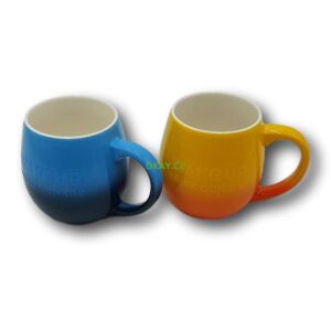 tazones cerámica ovalada colores celeste naranjo - Imagen 1