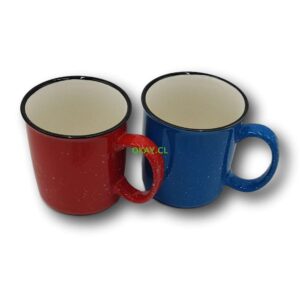 taza metálica interior color rojo y azul - Imagen 1
