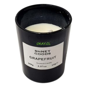 Vela blanca en vaso color negro aroma pomelo 9x10 cm - Imagen 1