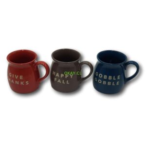 Set 3 tazones cerámica forma de pera colores café, rojo, azul - Imagen 1