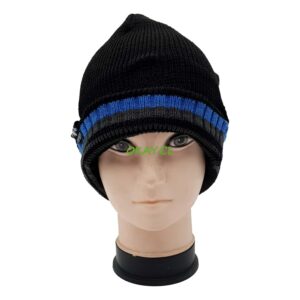 Gorro tejido negro raya azul 19 x27 - Imagen 1