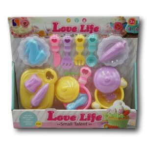 Set de alimentos y utensilios cocina de plástico juguete - Imagen 1