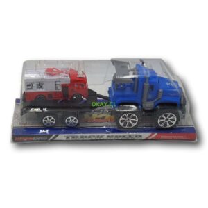 Set trailer azul y casa rodante blanca y roja - Imagen 1