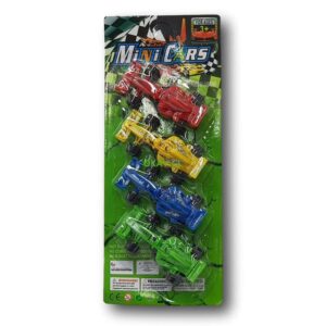 Set 4 Mini autos de carreras formula 1 de colores rojo, verde, amarillo y azul. - Imagen 1