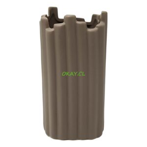 Florero estilo moderno forma tronco color beige oscuro 10x20cm - Imagen 1