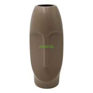 Florero cerámica estilo moderno liso color beige oscuro 8x24 cm - Imagen 1