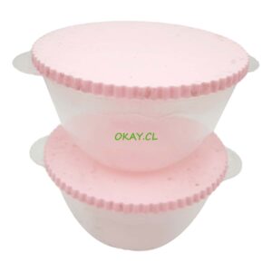 Set 2 bowl para galletas transparente con tapa rosada 15x11cm - Imagen 1