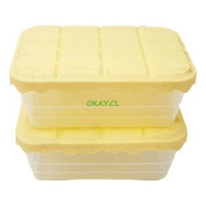 Set 2 contenedor rectangular para galletas con tapa amarilla 16x8cm - Imagen 1