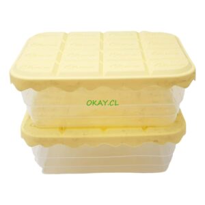 Set 2 contenedor rectangular para galletas con tapa amarilla 19x8cm - Imagen 1