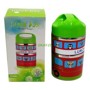 Lonchera diseño dibujos japoneses verde celeste amarillo 2 niveles - Imagen 1