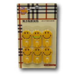 Set 6 ganchos adhesivo carita color amarillo - Imagen 1
