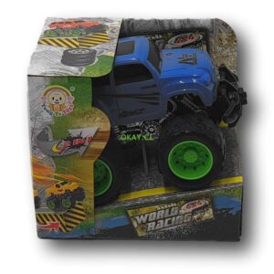 Jeep 4 x 4 todo terreno ruedas gigantes. Color azul - Imagen 2
