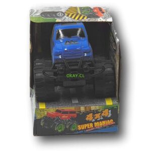 Jeep 4 x 4 todo terreno ruedas gigantes. Color azul - Imagen 1