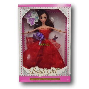 Muñeca estilo Barbie vestido rojo juguete 22 cm longitud - Imagen 1