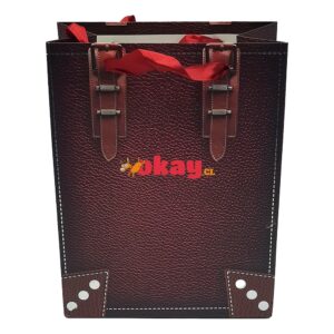 Bolsa de regalo diseño correas cuero 18x23 - Imagen 1