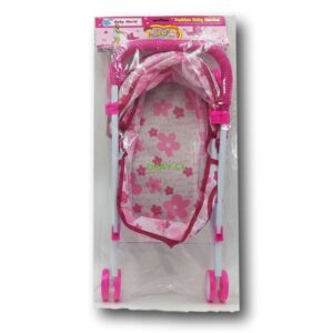 Coche muñecas rosa y blanco con flores 4 Ruedas - Imagen 1