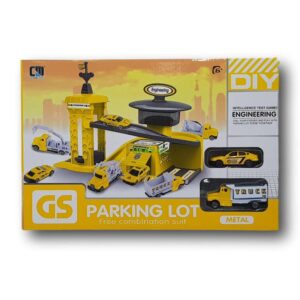 Set estacionamiento diferentes niveles con 4 vehículos color amarillo - Imagen 1