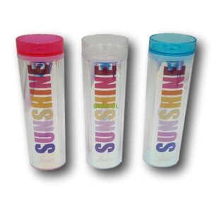 Vaso bombilla cilíndrico blanco sunshine palabra a color - Imagen 1