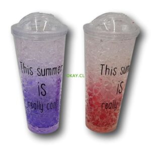 vaso con bombilla color rojo y morado - Imagen 1