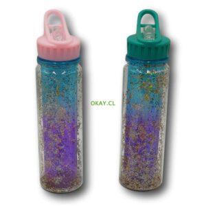 Botellas agua con bombilla colores azul y rojo - Imagen 1