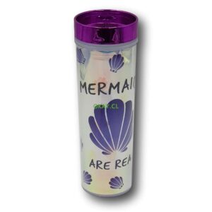 Vaso bombilla cilíndrico blanco con diseño marmaid - Imagen 1